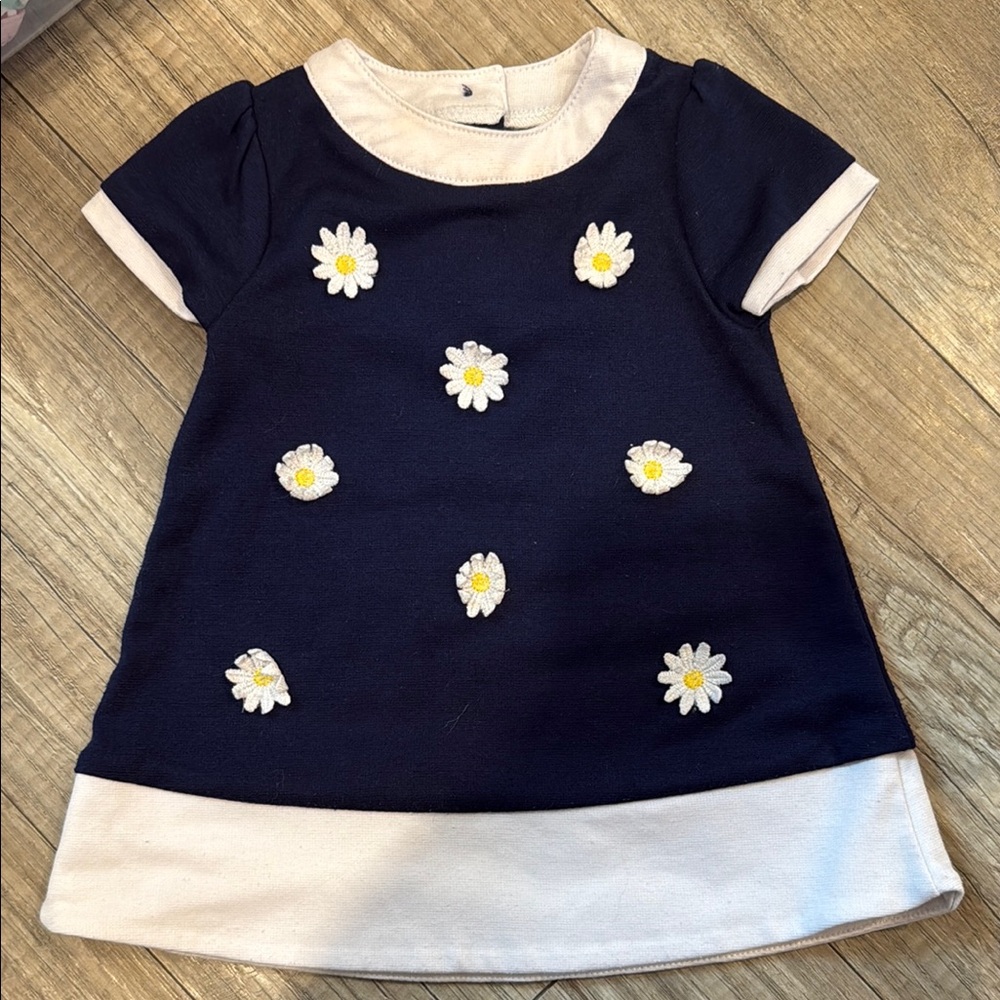 Little Me Navy and White Dress
